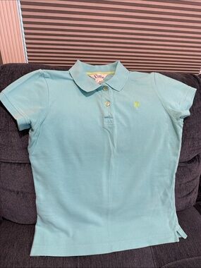 Lilly Pulitzer Light Aqua women’s Polo with Palm Embroidery